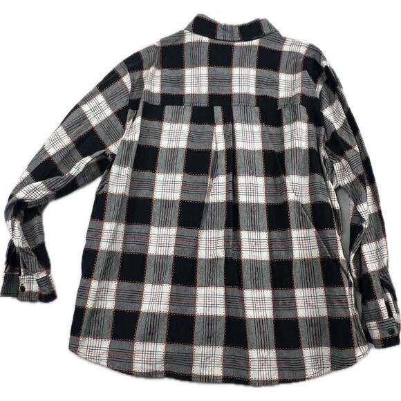 VICTORIA JONES Women's 2x BLACK WHITE Buffalo Plaid embroidered Jack o lanterns - Picture 2 of 6